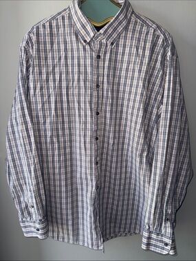 Jos. A. Bank Reserved Blue and White Plaid Button-Down Shirt